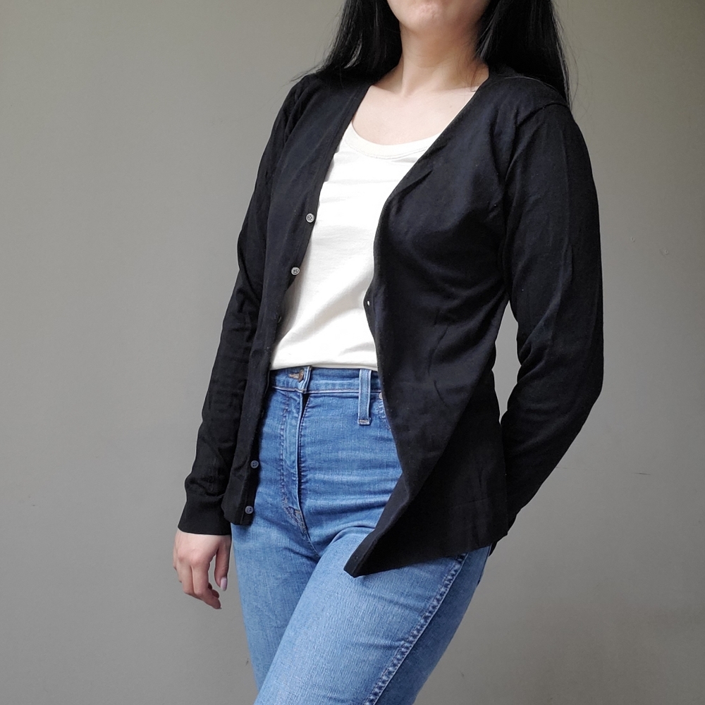 Hugo Boss Classic Black Long Sleeve Silk Cardigan